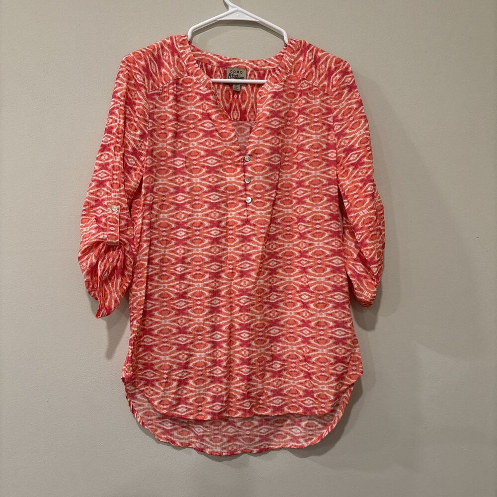 Como Women’s Blouse Size M‎ Pink Tunic Orange & Pink Beach